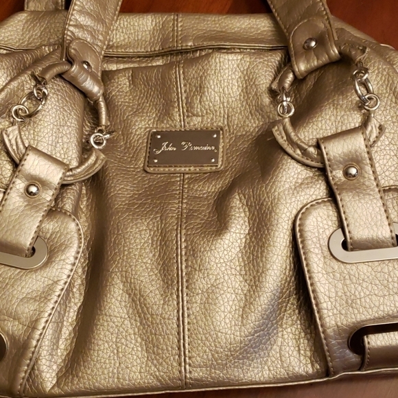 John Romaine Metallic Gold Large Hand Bag EUC - Picture 3 of 8